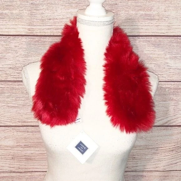 Janie and Jack Red Faux Fur Scarf One Size