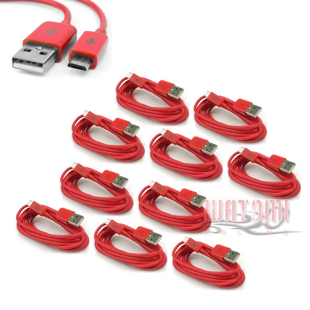 10X 10Ft Micro Usb Sync Power Charger Cable Red For Galaxy S4 Siii Note 2