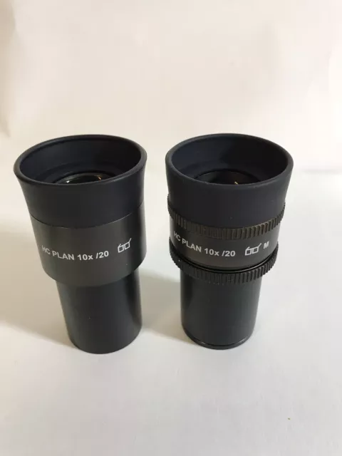 Pair Leica HC PLAN 10X/20 Microscope Eyepieces 507801 & 507802