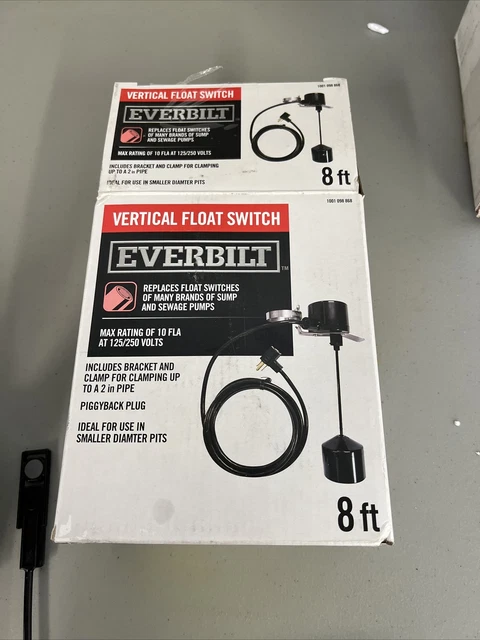 Interruptor flotador vertical negro Everbilt 1001 098 868 para bombas de sumidero y alcantarillado 8 ft