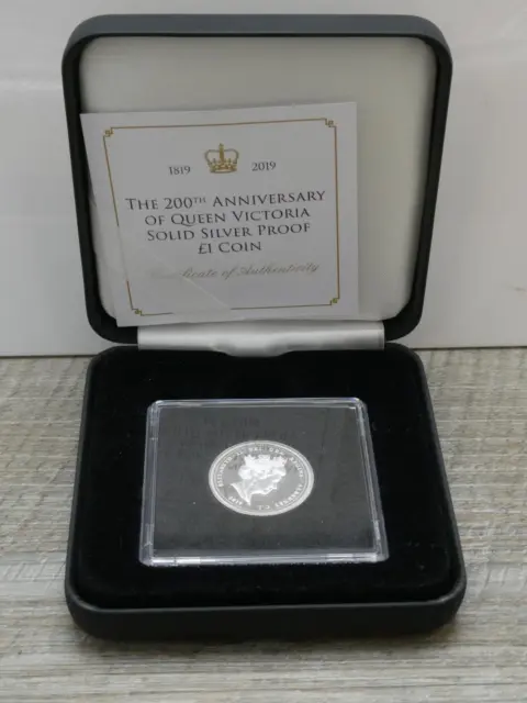The 200th Anniversary Of Queen Victoria Solid Silver Proof £1 Coin 2019 Box COA