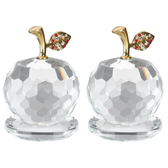 2 Pcs Weiß Weißer Kristall Kristall-Apfel-Ornament Glasfigur Kristallfigur