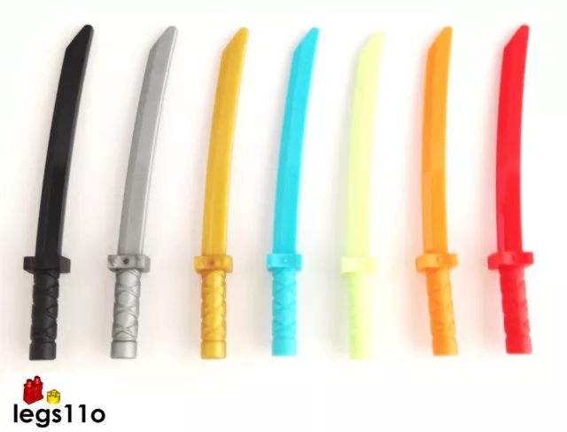 NEW LEGO - Collection - Weapon - sword Katana Flat Silver Pearl Gold Red  Black