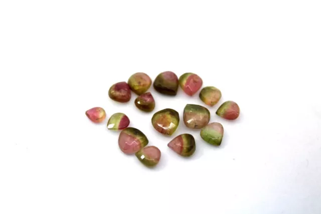 Perle en forme de coeur de Tourmaline de pastèque naturelle 15 pièces Lot...