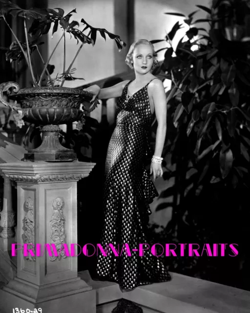 CAROLE LOMBARD 8X10 Lab Photo 1920s Elegant Gown, Silent Era Grace Portrait