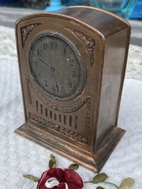 Antique Desk Mantle Clock Still Bank Safe Box Art Deco