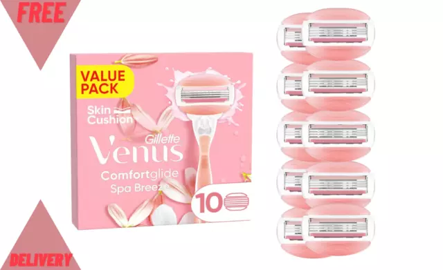 Gillette Venus Comfortglide Spa Breeze Women's Razor Blade Refills, Pack of 10