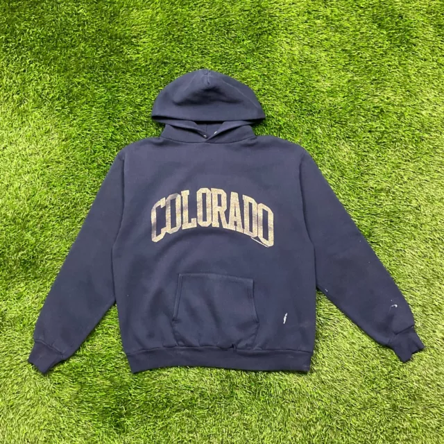 Vintage Colorado Spell Out Hoodie Sweatshirt Mens XL Blue True VTG 80s  USA Made