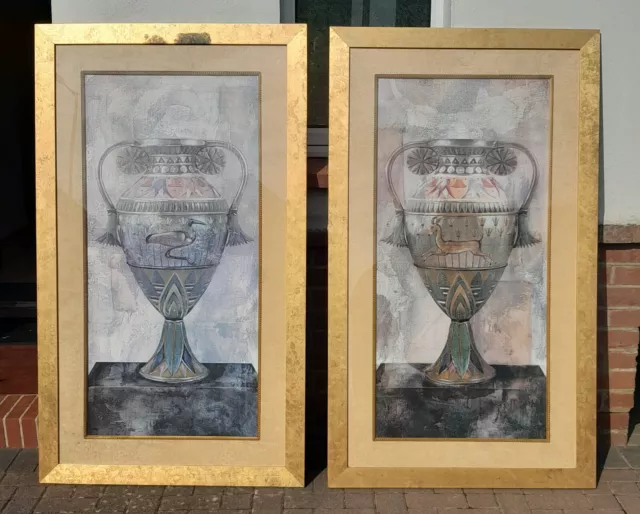 Pair Of Very Large framed art prints Of Egyptian classical Urns 154cm X 90.5cm