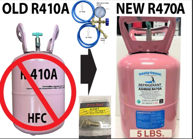 R470a (HFO) 5 lb. "NO-HFC's" ASHRAE EPA & SNAP Approved, Pro DIY Recharge Kit