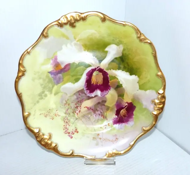 Amazing Antique Royal Doulton Hand Painted Orchids Cabinet Plate David Dewsberry