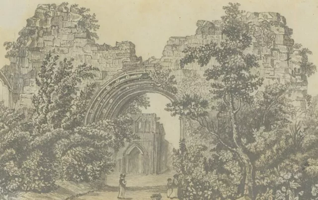 Framed 19th Century Graphite Drawing - Ruins of Dryburgh Abbey 2