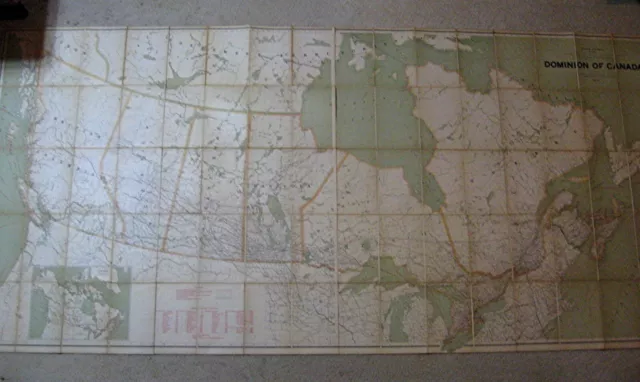 Huge Folding Map DOMINION OF CANADA 1924 49" X 102" Dissected on Linen 4 Sec. 6A