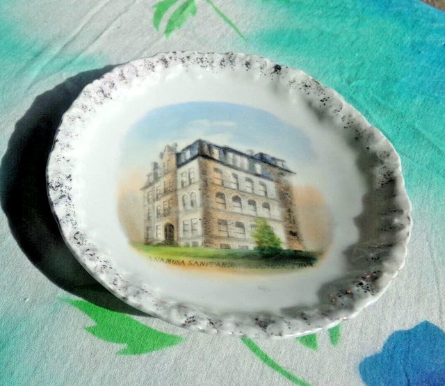 Antique 5.5 In. Anamosa Sanitarium Iowa Souvenir Dish Made In Germany
