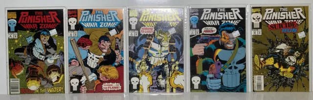 The Punisher War Zone Lot Of 5 Marvel Comics #2,4,5,7,23 Nice