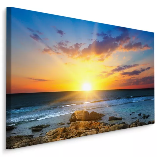 Leinwand Bild CANVAS WANDBILD Kunstdruck XXL Meer Strand Sonnenuntergang 693