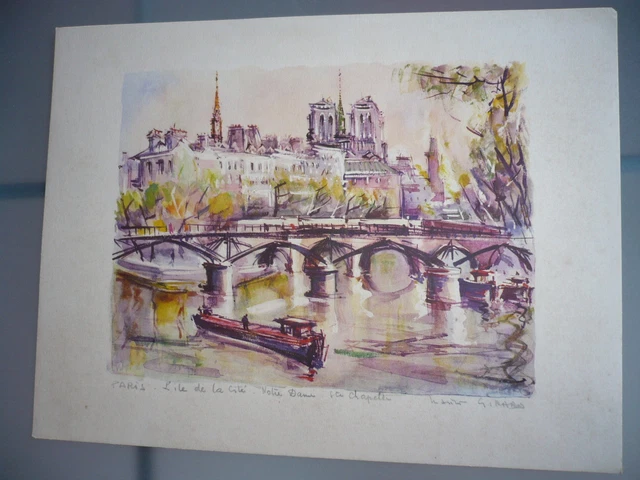Gravure 1950 Paris Ile De La Cite Notre Dame Ste Chapelle