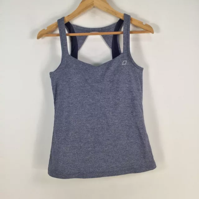 Lorna Jane womens fitness tank top size M navy blue stretch sleeveless 075528