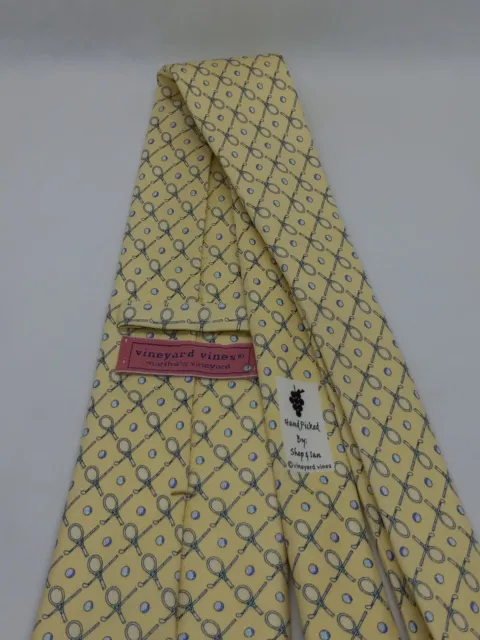VINEYARD VINES Silk Men's Tie Martha's Vineyard Yellow Golf & Squash Necktie 60"