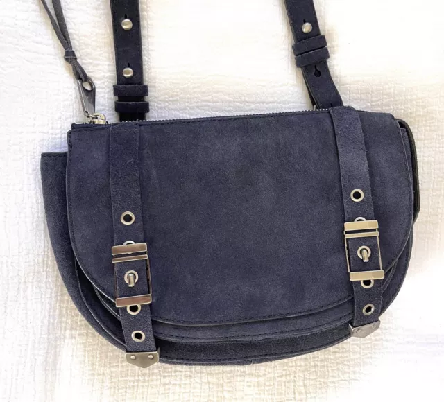 NEW REBECCA MINKOFF Navy Blue Suede & Leather Crossbody/Shoulder Satchel  Bag