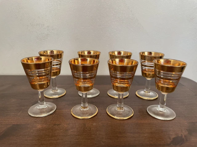 Lot De 7 Verres à Liqueur Et Carafe Moser For Kusak - Motif Cabochon Canneberge - Cristal Taillé Main - Occasion