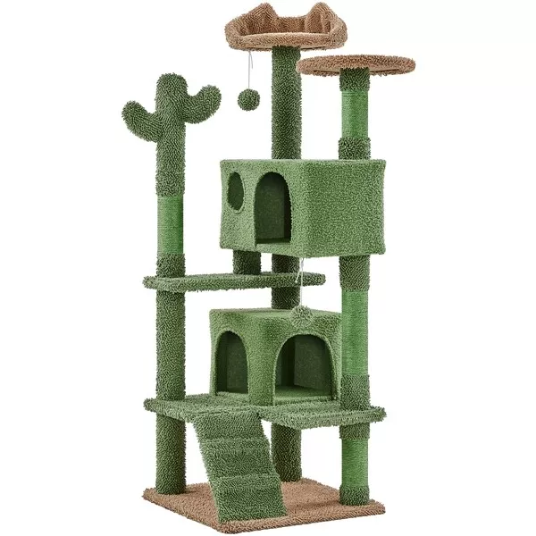 Arbre à Chat Design Cactus Tour pour Chat 138 cm de Haut Vert et Brun