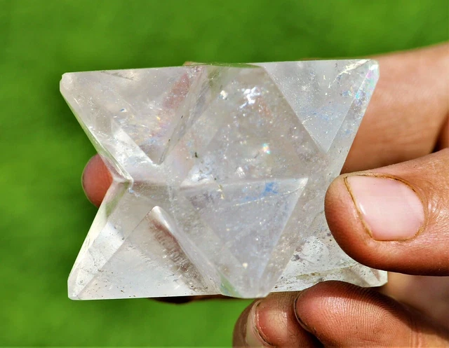 100g Clear Crystal Quartz Healing Charged Reiki Stone Showpiece Merkaba Star