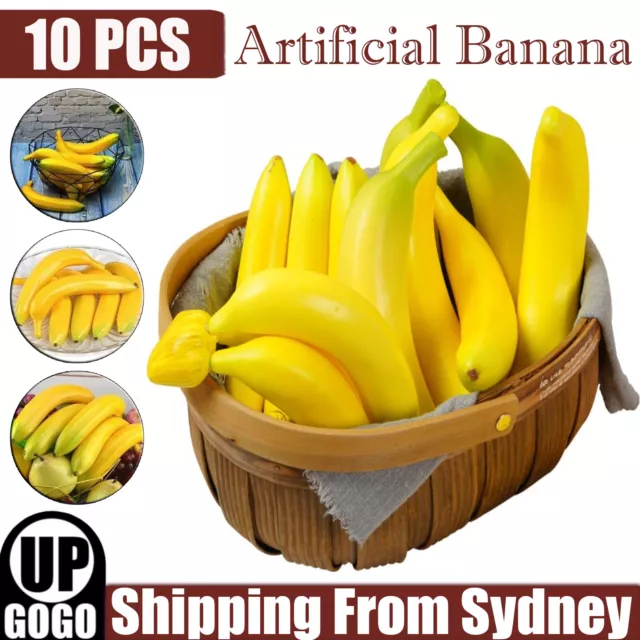 10x Lifelike Banana Bunch Artificial Plastic Fake Fruits Decor Photographic NEW