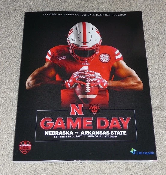 2017 Nebraska vs. Arkansas State Red Wolves Football Program 9-3-2017