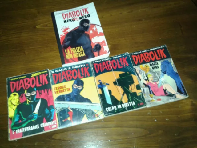 Lotto Stock 4 Fumetti Rari Diabolik 2 4 5 130/180 Regalo Nero Polizia Non Indaga