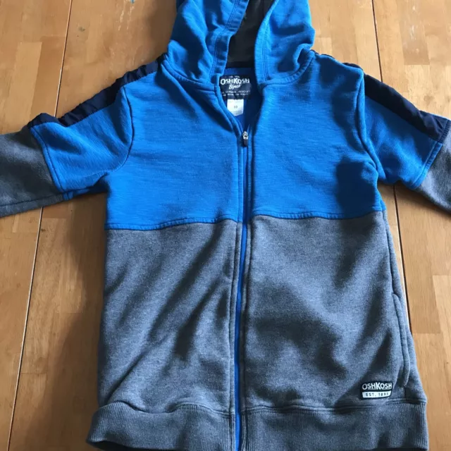 OshKosh B’Gosh Full Zip Sweatshirt Boys Size 10 Jacket Hoodie Blue Gray