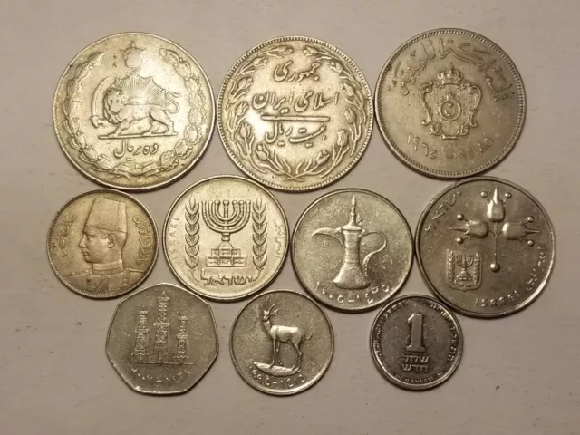 Middle Eastern Coins (11)- Silver Collection - U.A.E, Israel, Iran, Egypt, Libya