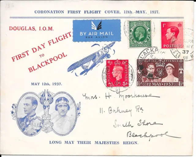 1937 Coronation FDC Scarce Double Dated With Coronation Day Flight Blackpool