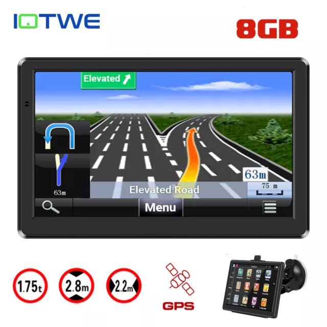 IOTWE 7" Car Truck Sat Nav GPS Navigation Free Lifetime UK&EU Maps Touch Screen