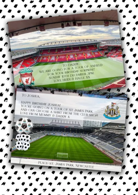 FOOTBALL MATCH STADIUM TOUR Personalised Surprise Ticket Birthday Christmas Gift