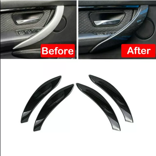 4X Car Inner Door Handle Sticker Trim Cover Carbon Fiber Fit BMW F30 F31 2012-19