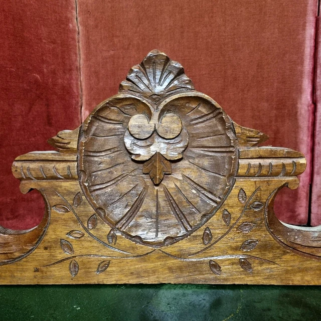 Scroll acanthus leaf wood carving pediment Antique french architectural salvage
