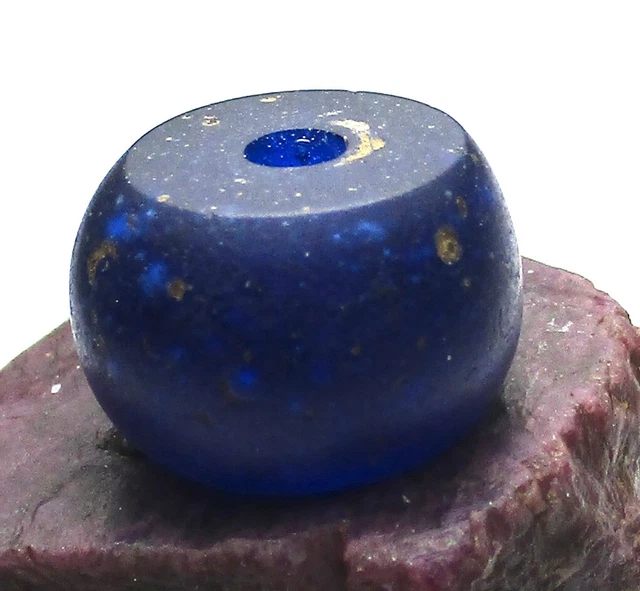 RARE GORGEOUS OLD TRANSLUCENT COBALT DUTCH DOGON ANTIQUE BEAD 10mm x 16mm