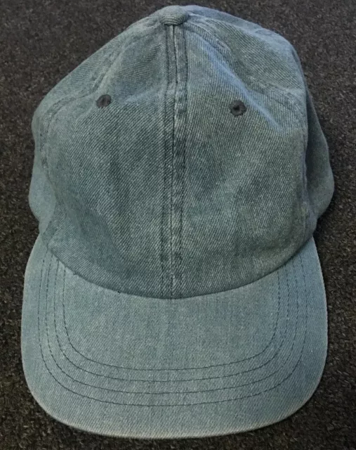 Vtg 90s Denim Strapback Hat Jean Dad Baseball Skate Surf Grunge Polo Biker 80s