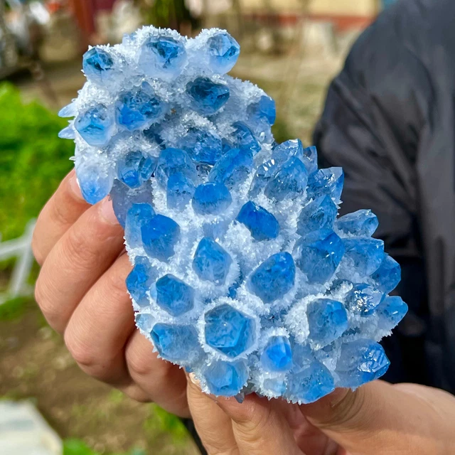 577G New Find sky blue Phantom Quartz Crystal Cluster Mineral Specimen Healing