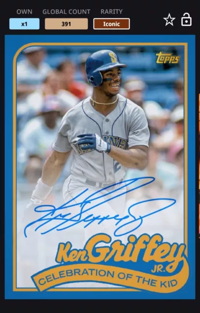 TOPPS DIGITAL  - Topps Series I KEN GRIFFEY JR Auto Blue ICONIC 391 DIGITAL CARD