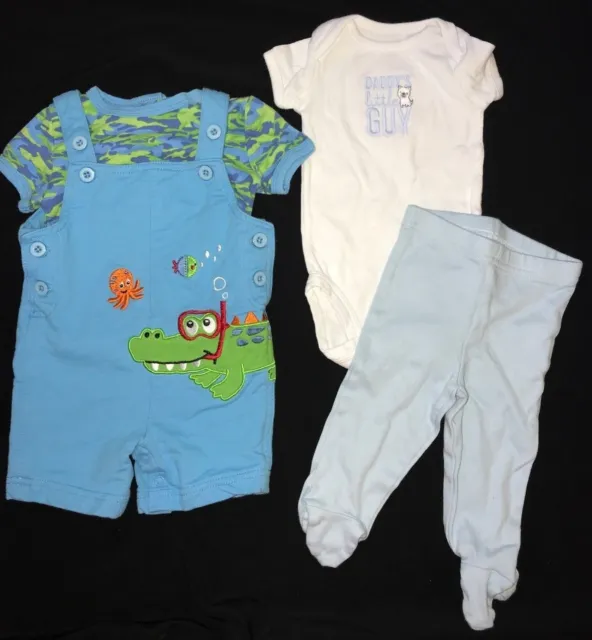 2 baby boys OUTFIT 2 PC SETS size 3 month DADDYS LITTLE GUY PANTS TOP SHOTS FISH