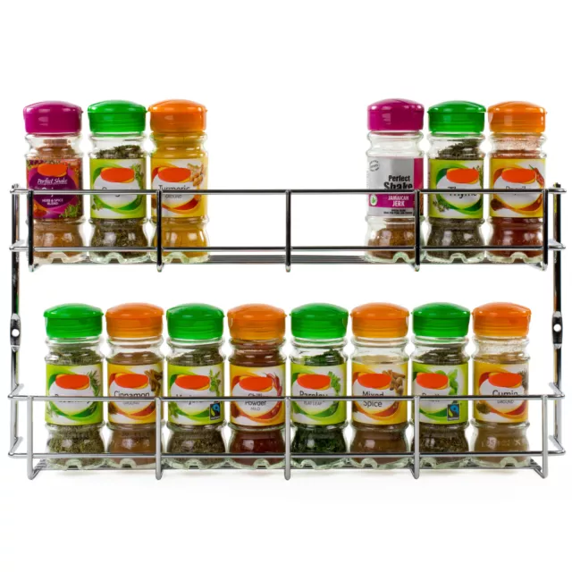 Spice Rack Cupboard Door 2 Tier Spice and Herb Wall Mounted | Andrew James