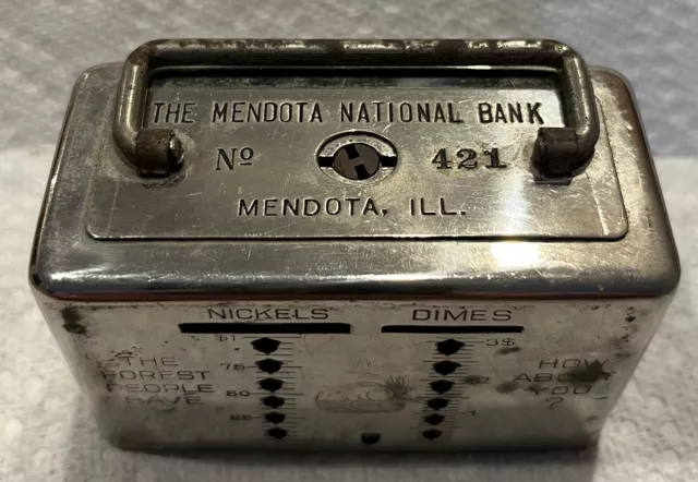 Vtg Coin Bank Mendota National Bank Original Box Illinois