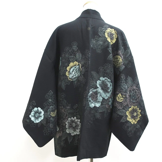 8975C3 Silk Vintage Japanese Kimono Haori Jacket Peony 2