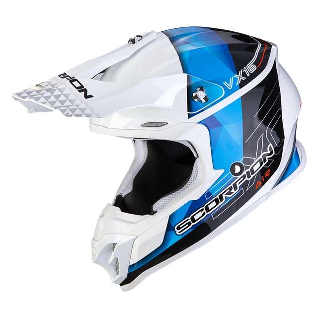 Scorpion VX-16 Evo Air Gem White-Blue Offroad Helmet