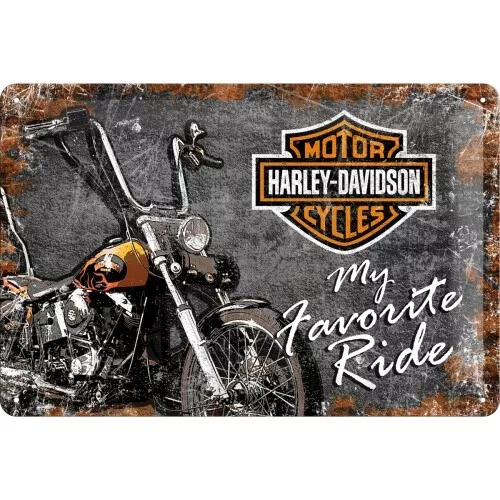 Harley Davidson My Favorite Ride Raised Embossed Tin Sign 20 x 30cm Man Cave