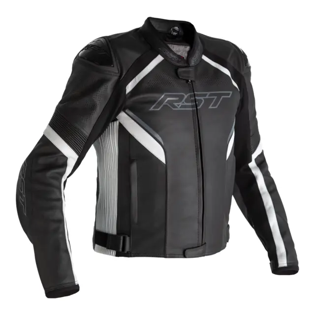 RST Sabre CE Mens Black/White Leather Jacket Size 42 UK Stock