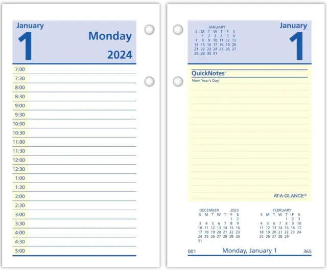 AT-A-GLANCE 2024 Daily Desk Calendar Refill, 3-1/2" X 6", Standard, Loose-Leaf 2