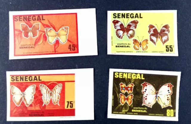 Timbres Papillons Sénégal 566/569 NEUF ** MNH non dentelé imperforated